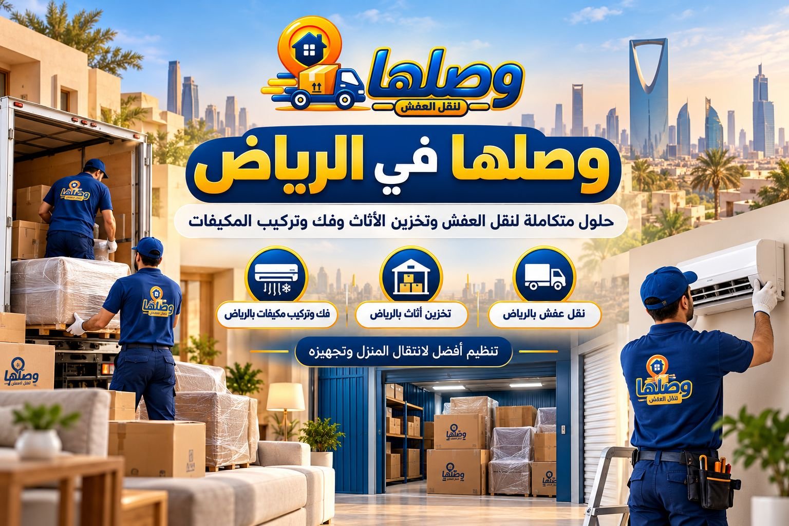 وصلها في الرياض: من نقل العفش إلى التخزين وفك وتركيب المكيفات بخدمة متكاملة